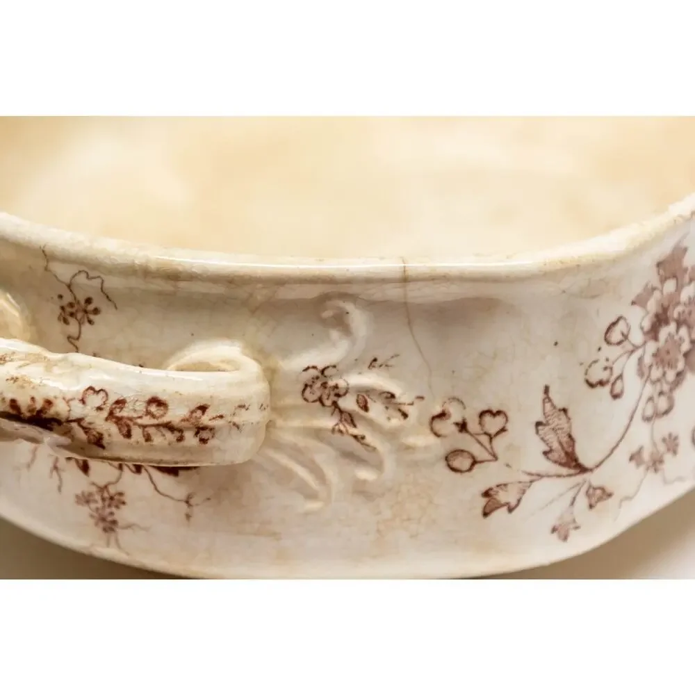 Antique Winkle COLONIAL POTTERY Stoke England May Brown Transferware Tureen Base